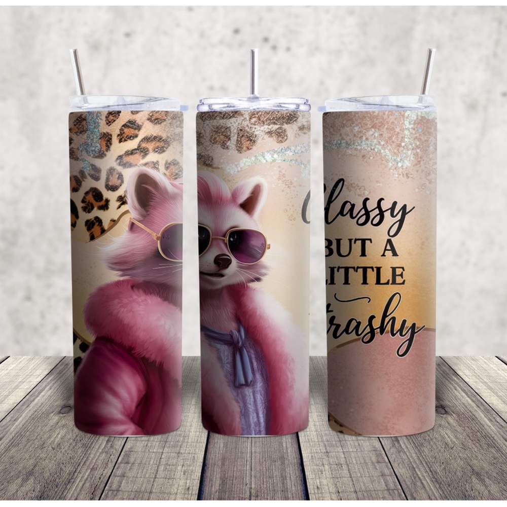 Pink and Leopard Print Tumbler with Straw